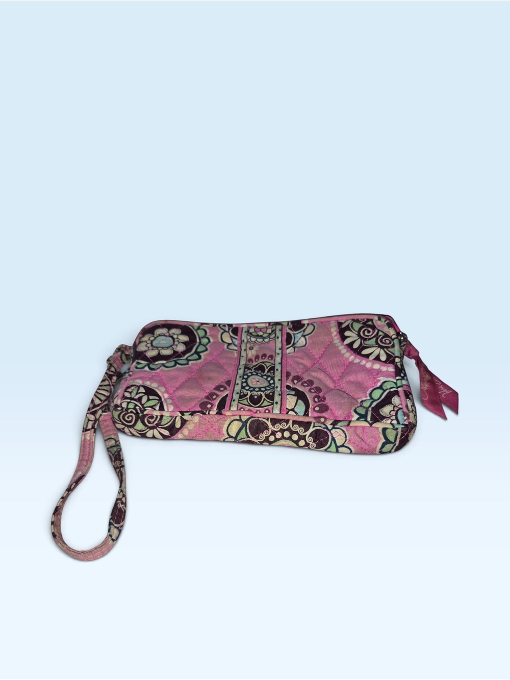 Vera Bradly Quilted Pink Floral Wristlet Clutch